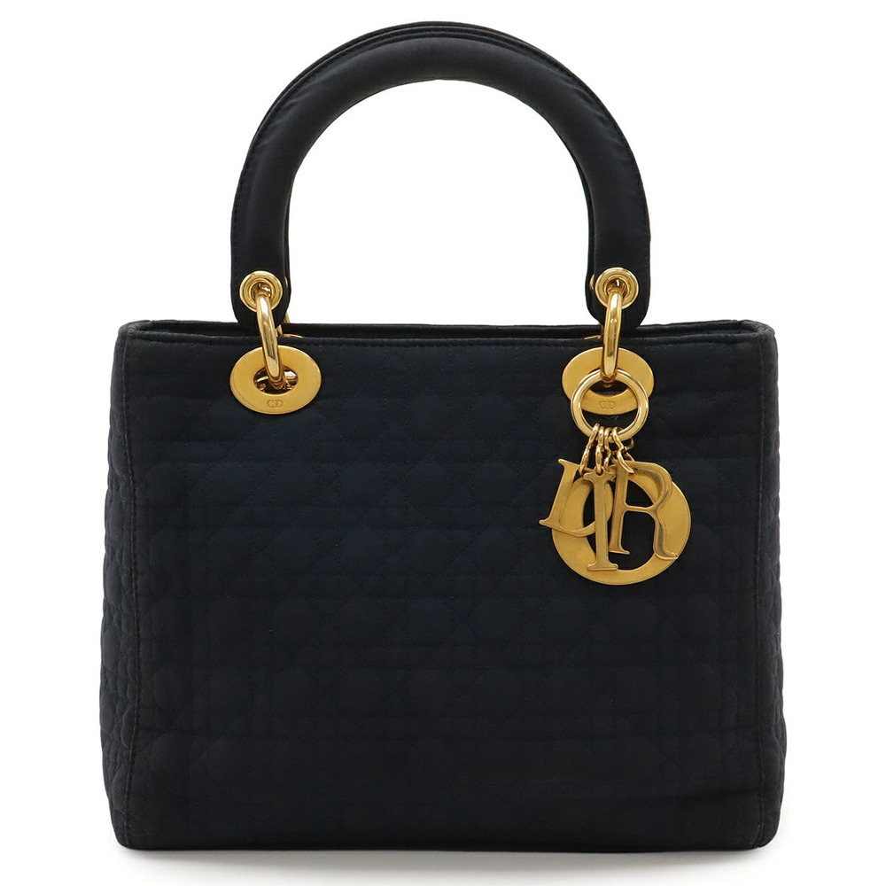 Christian Dior Lady Cannage Handbag Tote Dark Navy Blue